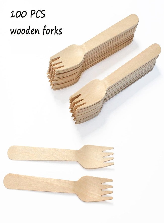 KFJBPB 100 Pack Disposable Wooden Forks, 6.3 Inch Length-Eco-Friendly, Compostable and Biodegradable Cutlery for Parties, Birthday, BBQ, Weddings, Picnics - Image 3